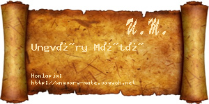 Ungváry Máté névjegykártya